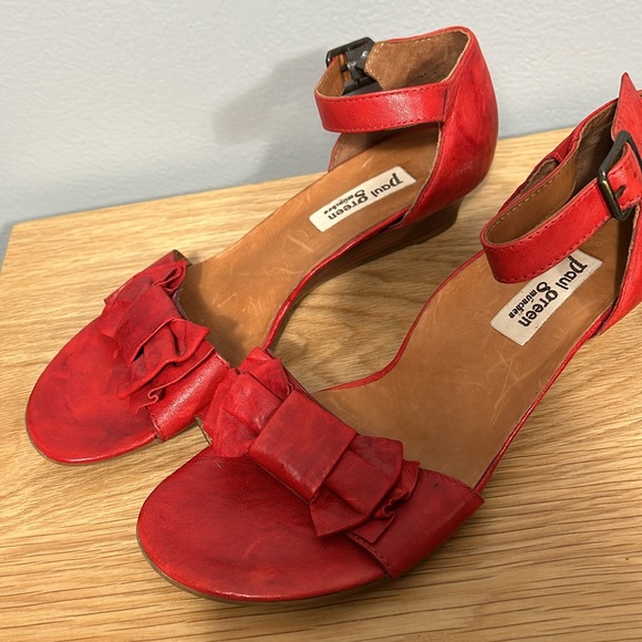 Paul Green Munchen Wedge Sandal Red Leather Big Bow Open Toe Ankle Strap US 9 - Picture 5 of 16